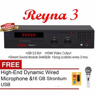 The Platinum Reyna 3 DVD Karaoke (Black) with Free High-End Wired Microphone and 16GB USB Strontium