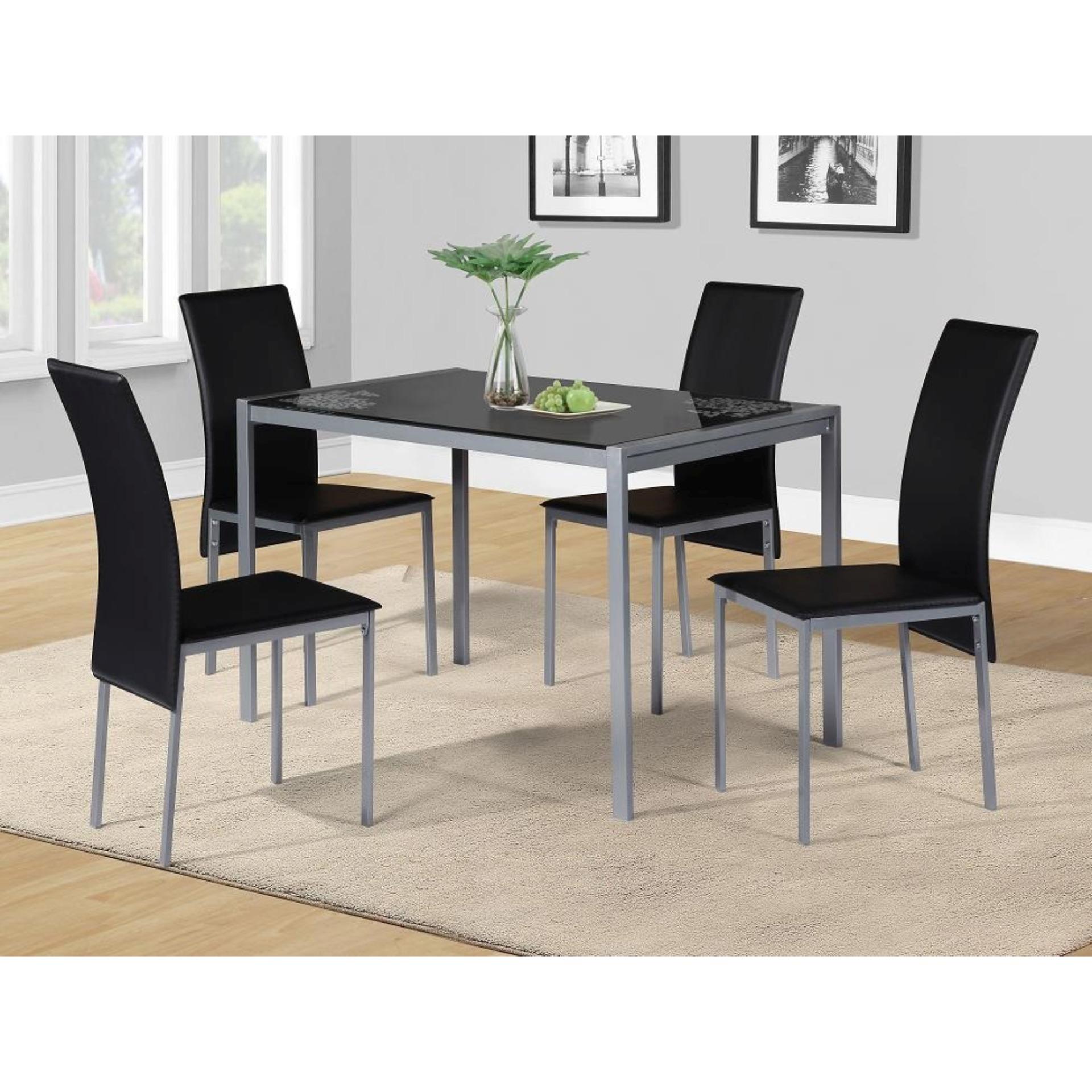 Kitchen Furniture For Dining S Brands In Ihome Psalm 4seaters Dinning Glass Set Black W Steel Gray