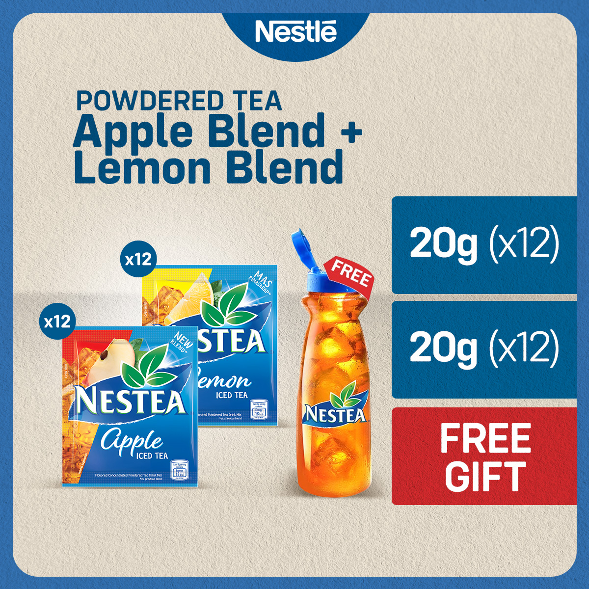 NESTEA Apple Blend Iced Tea 20g Lemon Blend Iced Tea 20g Pack Of 24