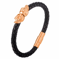 Colorful Rainbow Leather Bracelets For Men & Girls Fashion Source · PHP 595 U7 21CM Cool Skull Leather Bracelet Fashion Punk Men Rose Gold Plated Jewelry