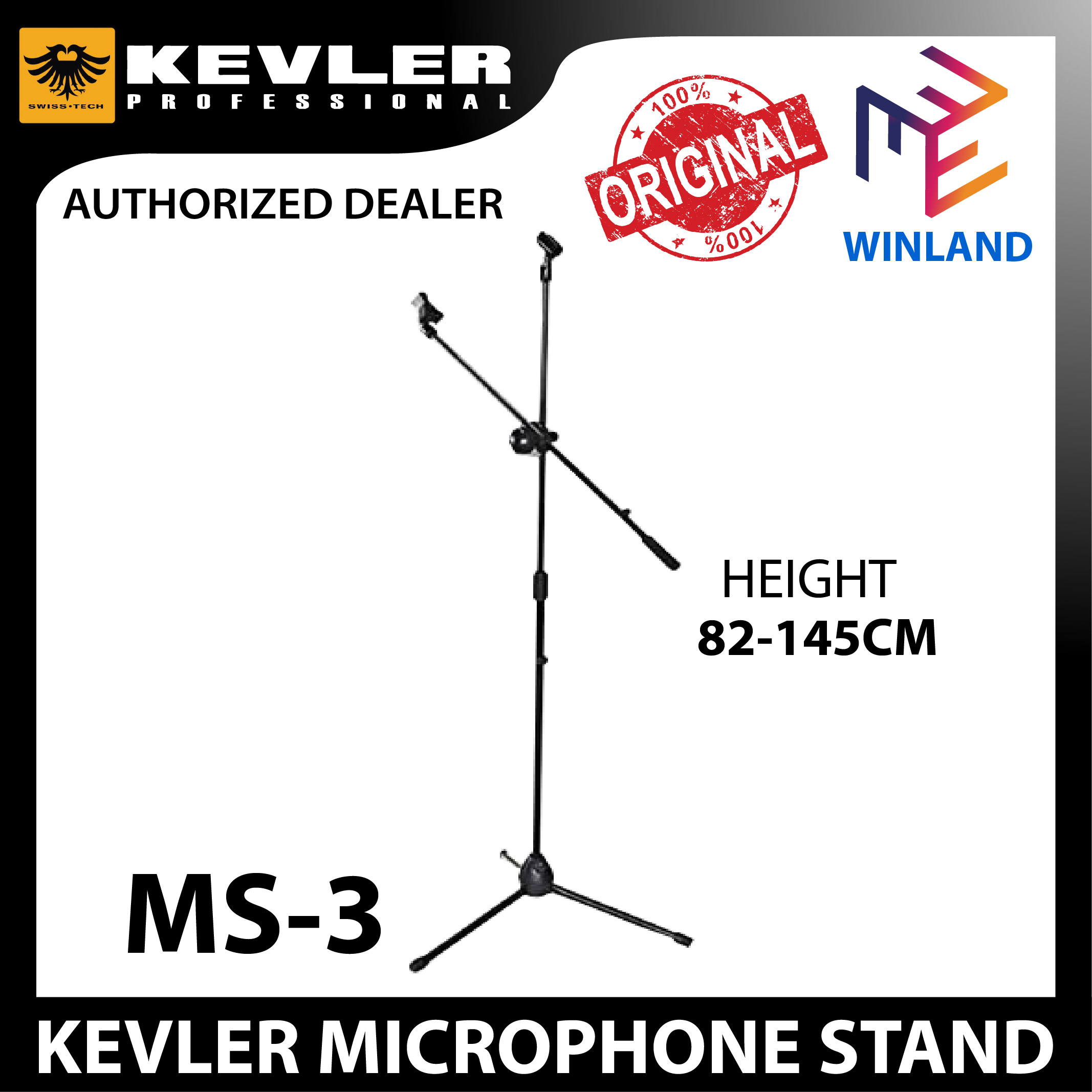 Kevler Professional Adjustable Microphone Stand with Tripod Base