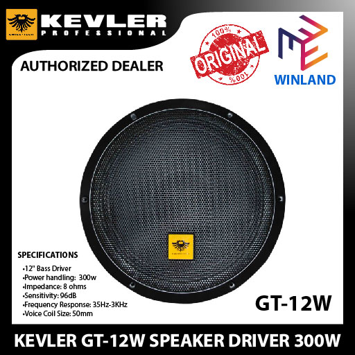 Kevler GT-12W 12" 300W 8ohms BASS Driver