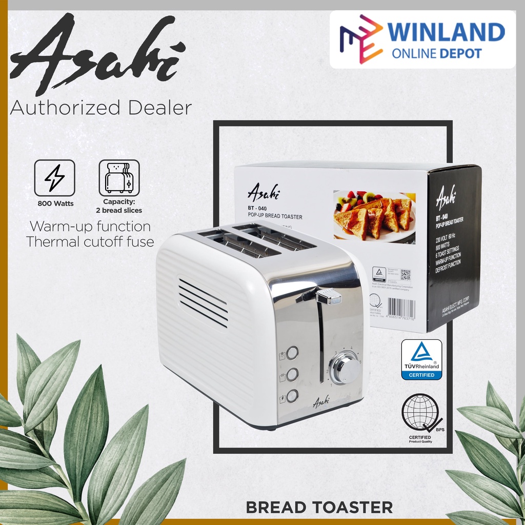 ASAHI Winland Pop Up Bread Toaster - 6 Browning Settings