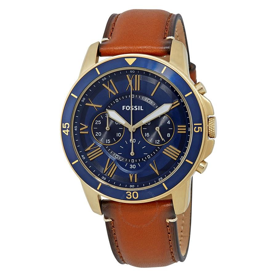 FOSSIL Grant Blue Dial Men's Chronograph Leather Watch