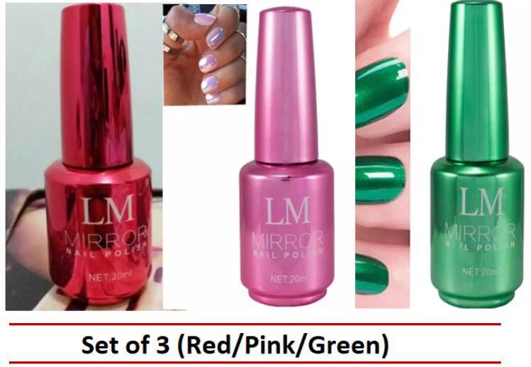 LM Mirror Nail Polish, Set of 3 (Red/Pink/Green) Philippines