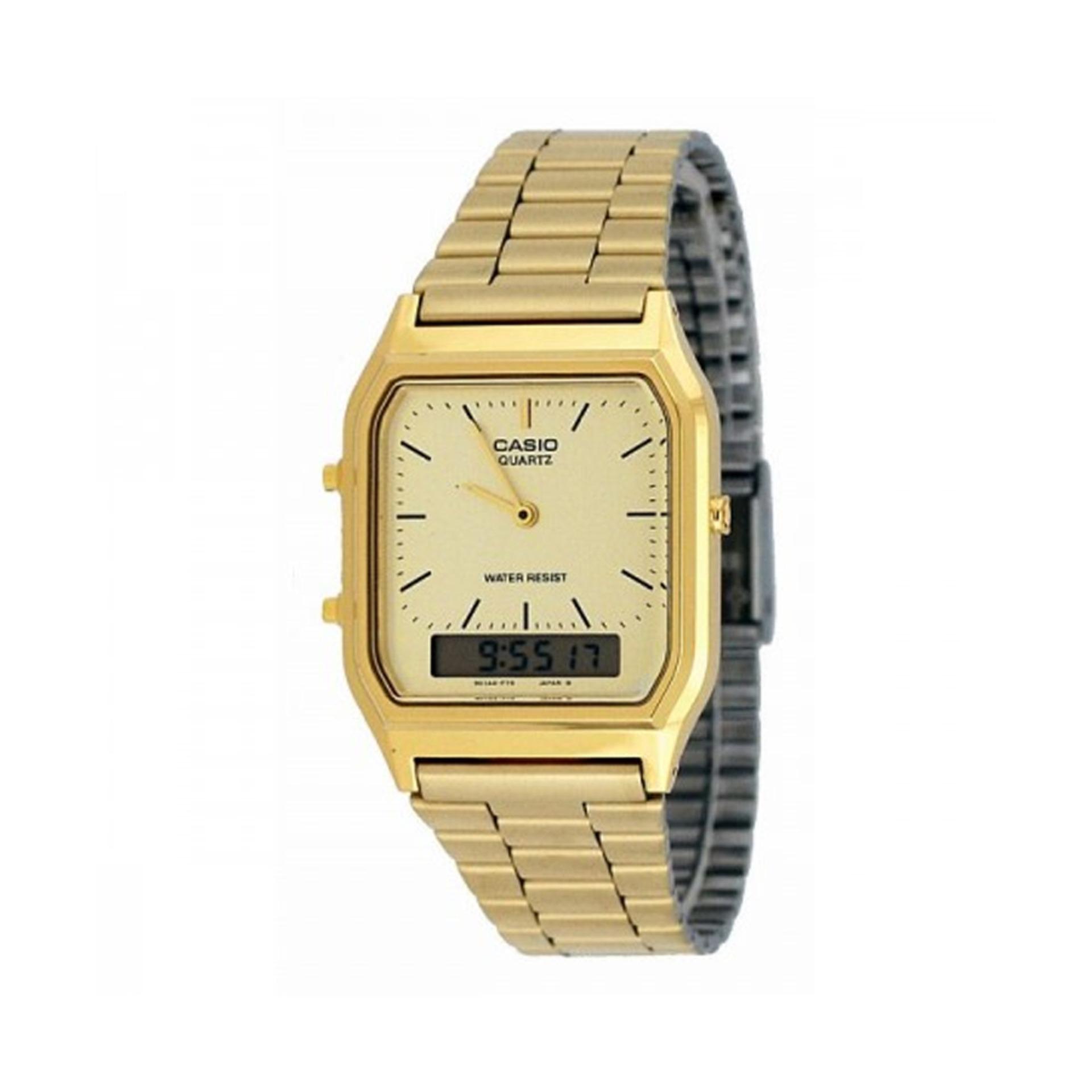 Casio Analog Digital Gold Stainless Steel Strap Watch AQ-230GA-9D with 1 year