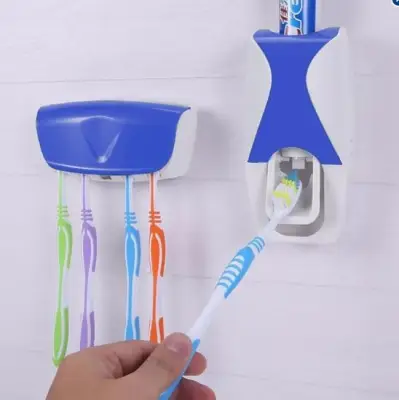 [BAZZAR] Automatic Dustproof Toothpaste Dispenser with Toothbrush Holder Organizer Set