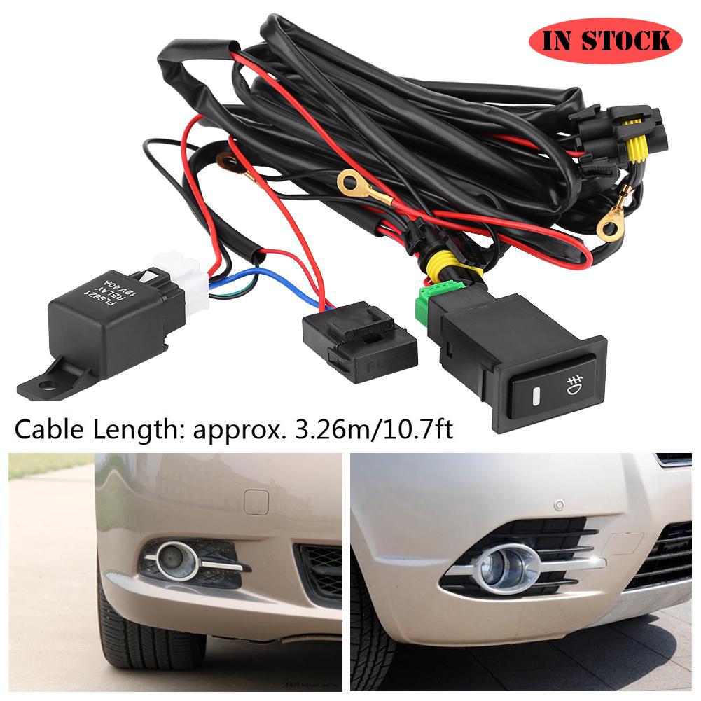 12V Universal Car LED Fog Light On/Off Switch Wiring Harness Fuse Relay Kit -