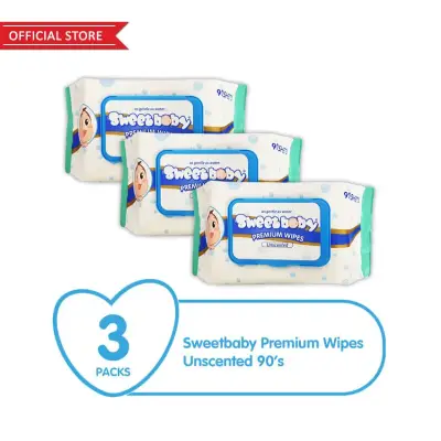 Sweetbaby Premium Wipes Unscented 90s (3 packs)