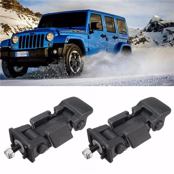 A pair Hood Catch Lock Latches Bracket Buckle Holder For Jeep Wrangler 07-16 BLK