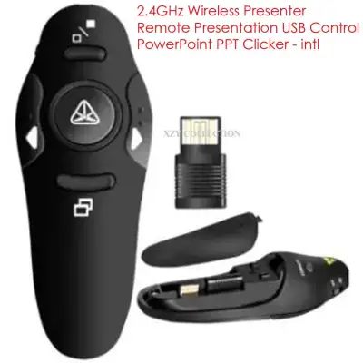 RF 2.4GHz Wireless Presenter Remote Clicker Presentation USB Control Laser Pointer for PowerPoint PPT(Black)