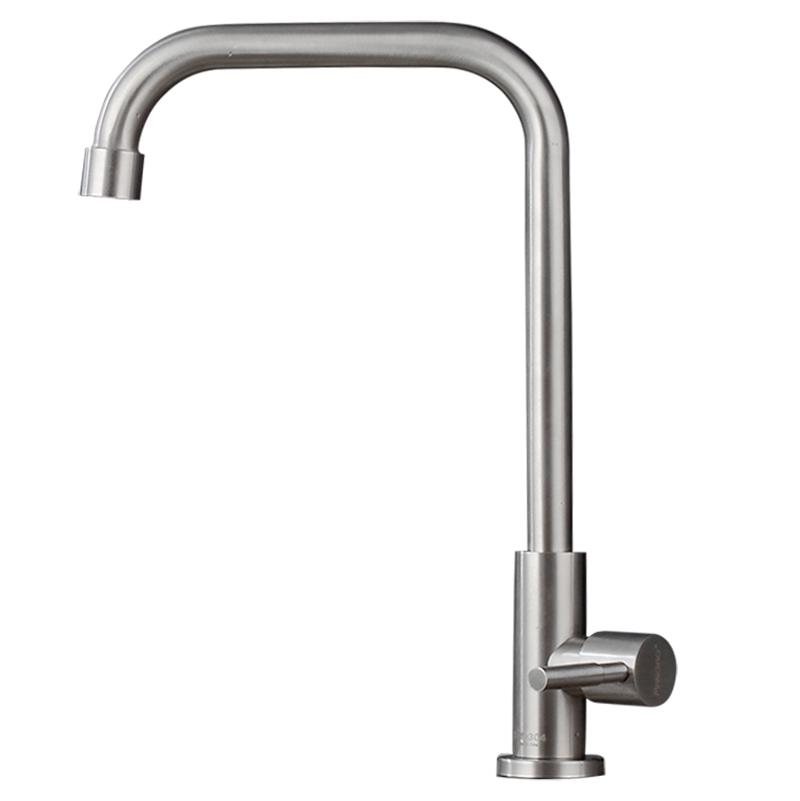 Single Cold 304 Stainless Steel Kitchen Faucet Household 4 Points Rotating Washing Basin Sink Anti Spill Leading