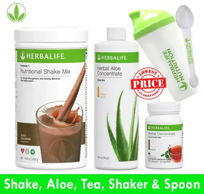 Herbalife F1 Shake Dutch Choco, Aloe Mango & Tea 50g with Shaker Cup & Measuring Spoon