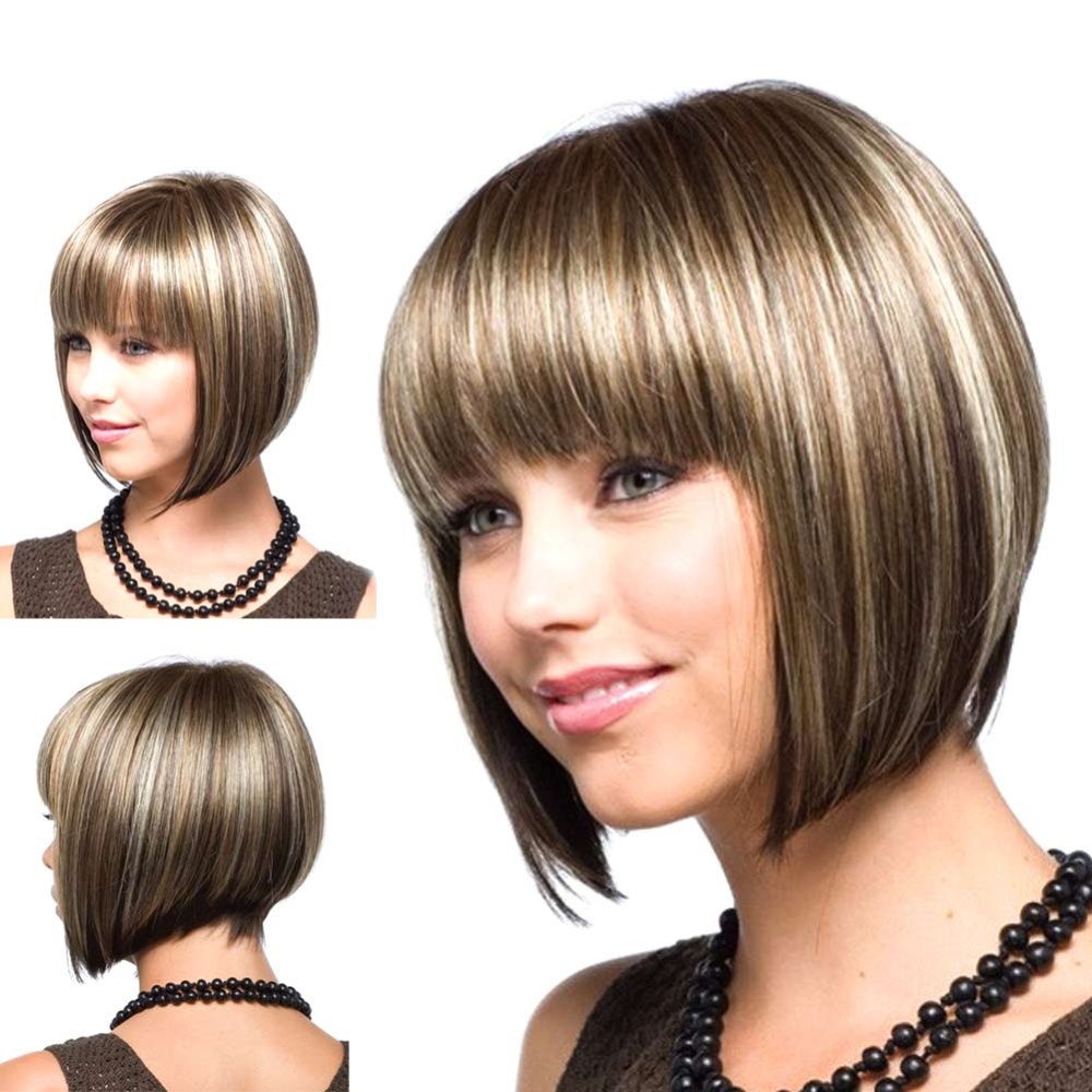 Women Short Bob Hair Wigs Heat Resistant Synthetic Wig Intl