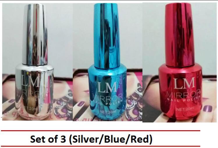 LM Mirror Nail Polish, Set of 3 (Silver/Blue/Red) Philippines