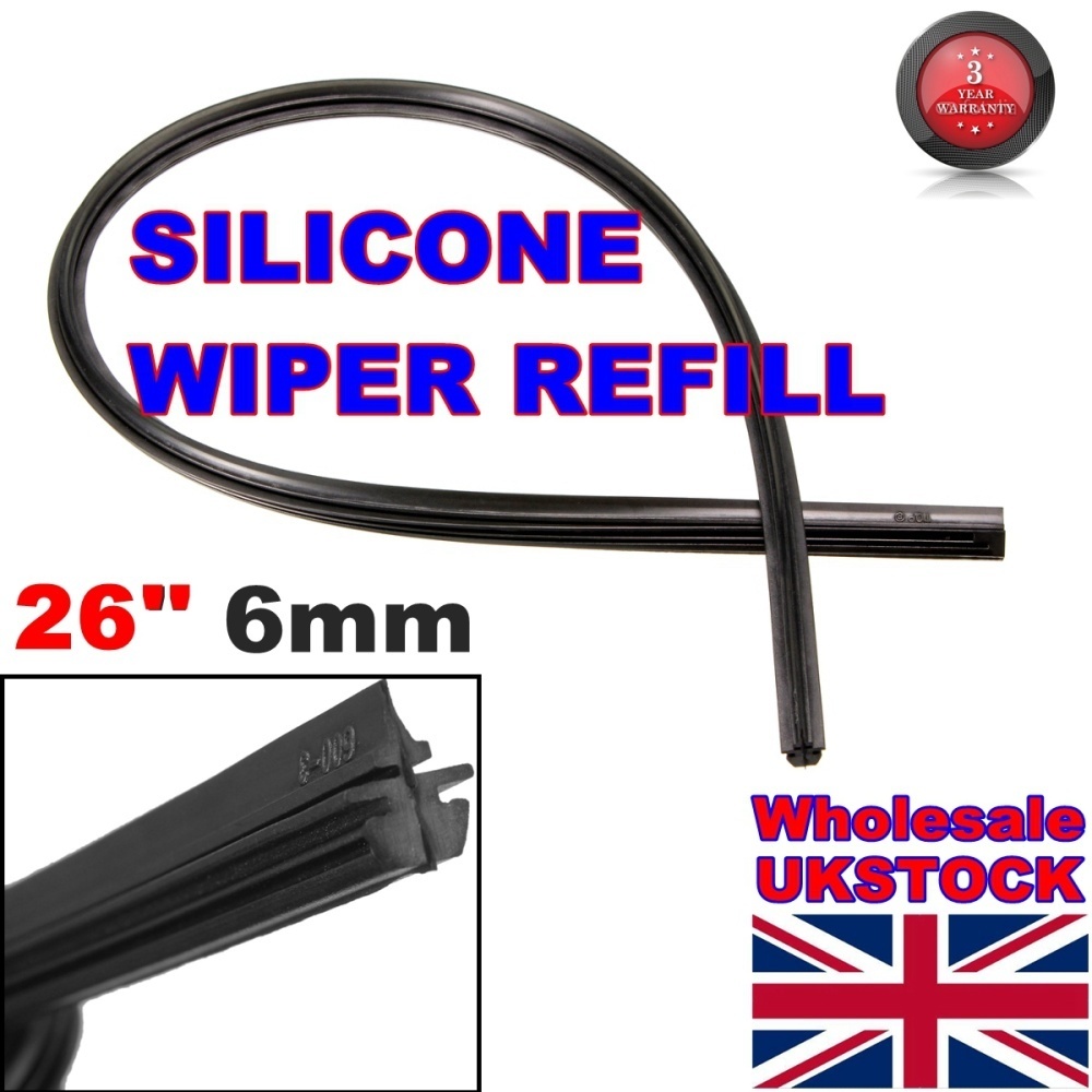 26 Inch 6mm Frameless Wind Shield Wiper Blade Refill for Car Silicone Universal ILS