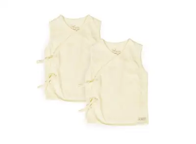St Patrick baby Organic Tie-Side Sleeveless Shirt usa cotton 2 pack stripes plain natural