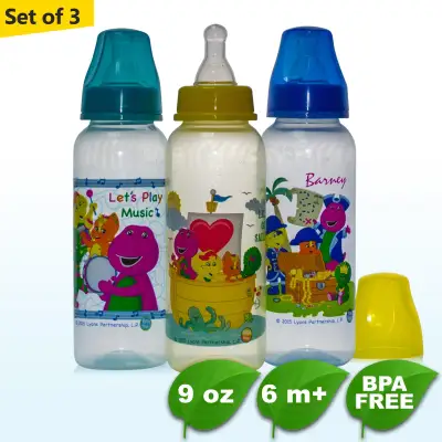 BPA FREE Barney 9oz Tinted Feeding Bottles