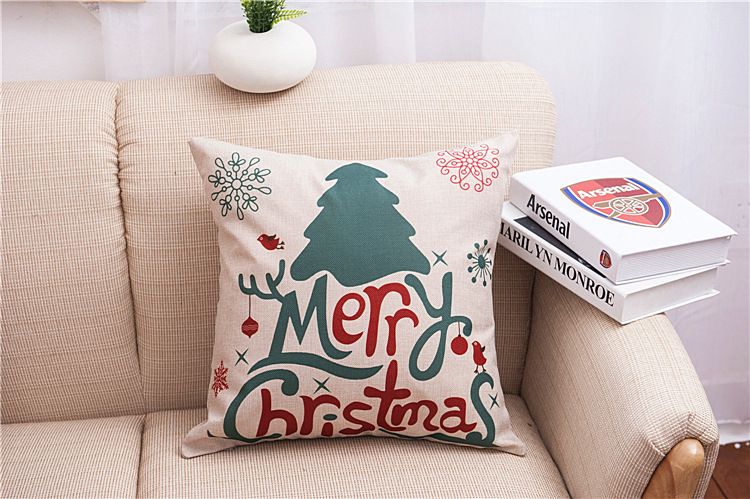 8pcs Mulricolor Christmas Gifts Pillowcase Cotton Linen Cushion