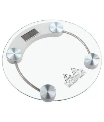 Keimav Digital LCD Electronic Tempered Glass Bathroom Weighing Scale 8mm (Round)