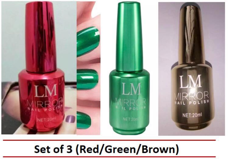 LM Mirror Nail Polish, Set of 3 (Red/Green/Brown) Philippines