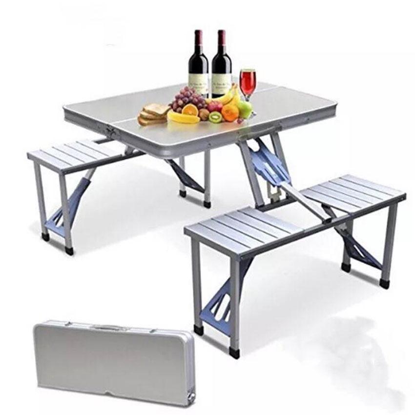 Outdoor Tables For Patio S Brands In Portable Folding Table And Chair Outdoor Picnic Foldable Aluminum Desk 4 Seats Silver