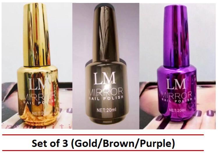 LM Mirror Nail Polish, Set of 3 (Gold/Brown/Purple) Philippines