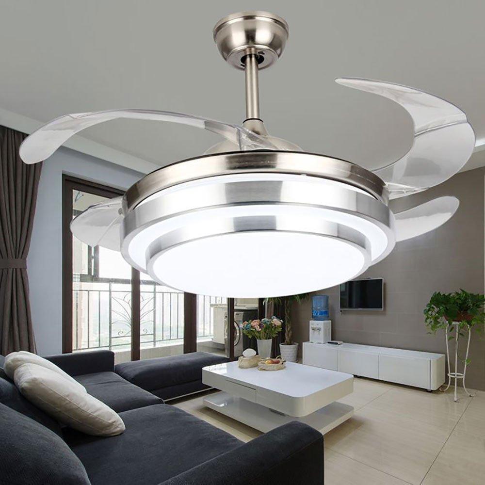 Kruzo Minimalist 42 Inch Remote Ceiling Fan With Ceiling Led Flush Mount Chandelier