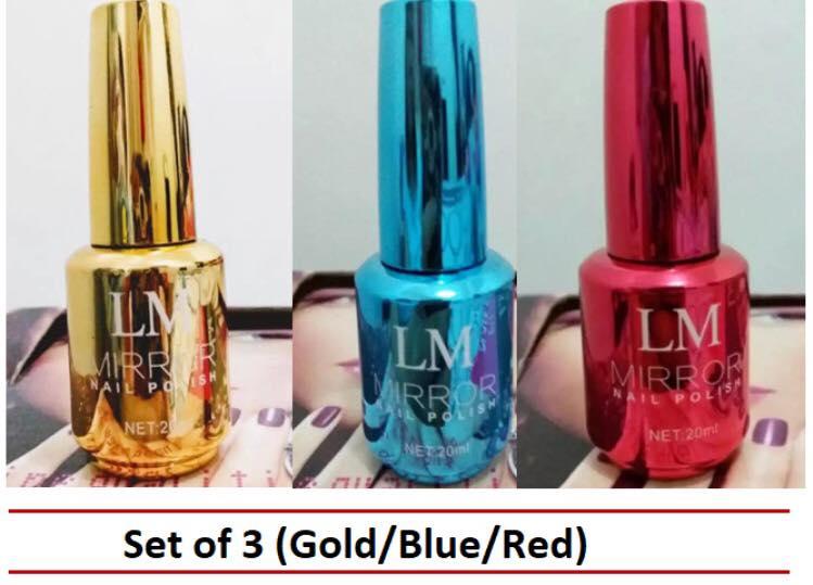 LM Mirror Nail Polish, Set of 3 (Gold/Blue/Red) Philippines