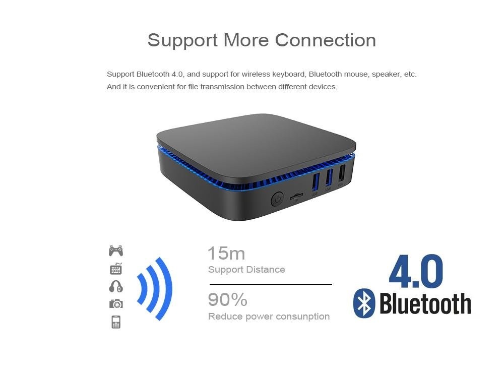 Intel Quad Core Apollo Lake Celeron J3455 Windows 10 Mini PC with 4GB DDR3L RAM 64GB EMMC ROM 2 HDMI