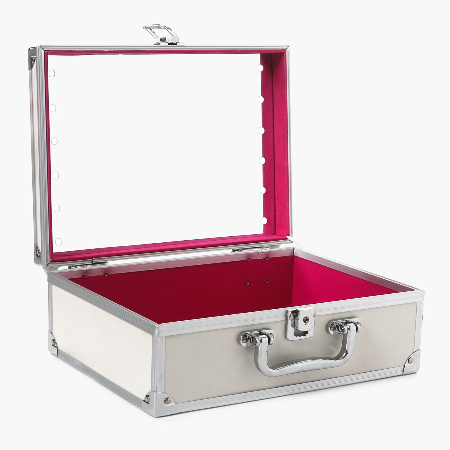 Travel Basic Ladies Cosmetic Case With Mirror And LED Light (White) Philippines