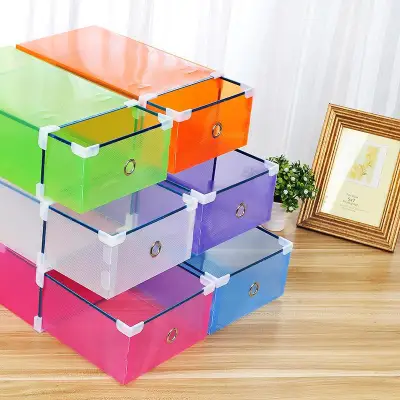 Candy Online Metal-edged Transparent Clear Drawer Plastic Shoe Boxes