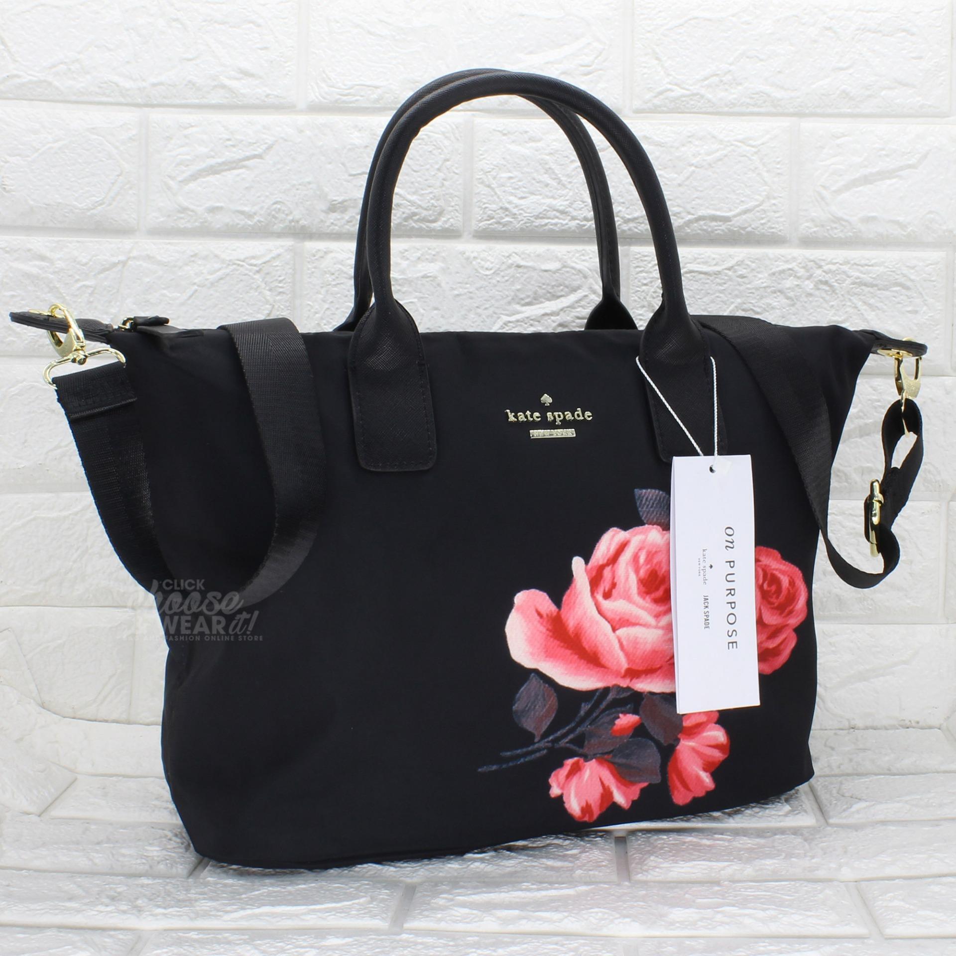 Kate Spade Philippines Price List Tote Bag Authentic Kate Spade Classic Weekender Bag Lyla Rose Nylon Tote With Printed Black