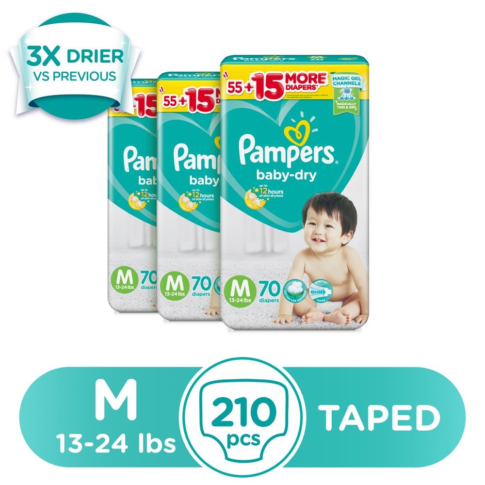 Pampers Philippines Price List Diaper For Babies Pampers Baby Dry Medium 13 24 Lbs 70 Pcs X 3 Pack