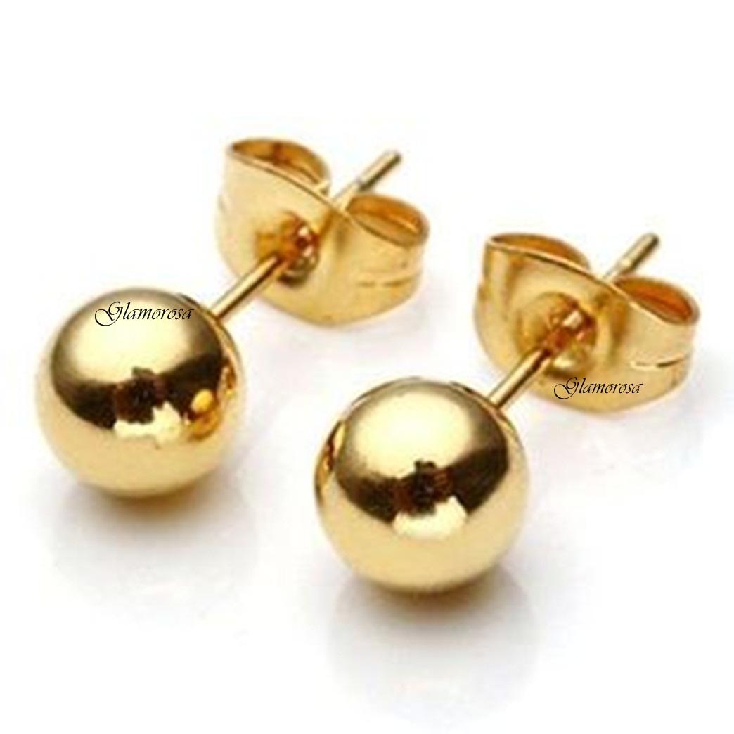 Earrings For Women Womens Online Brands Prices Glamorosa Stainless Gold Ball Stud Earrings