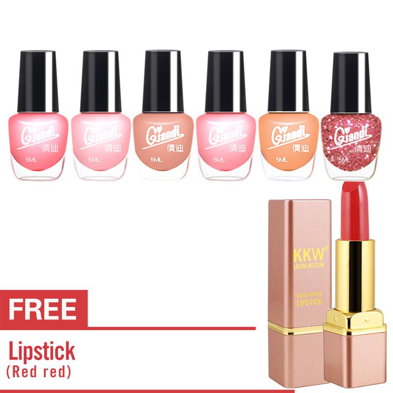 6Pcs Nail Art Stamping Polish Nail Palisade Latex Manicure Set C with Flash Lipstick (Red) Philippines