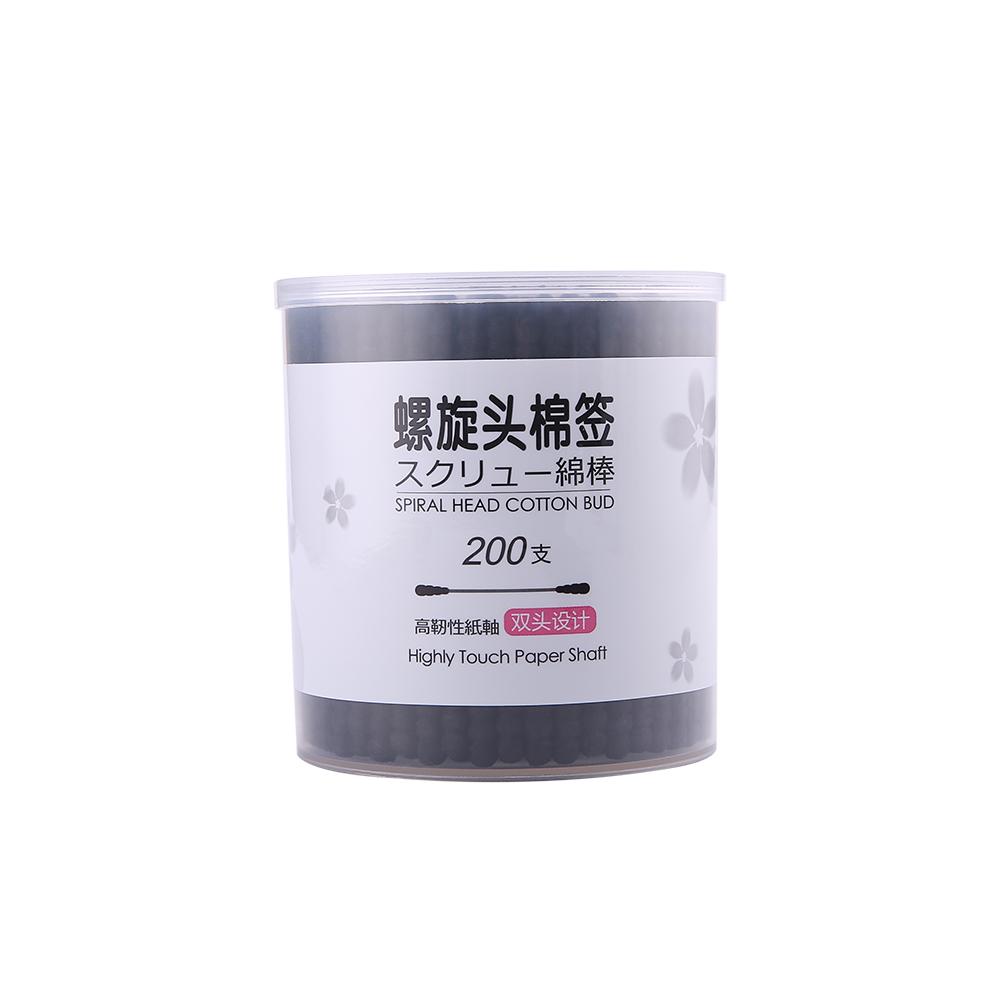 Japanese Style Double Headed Cotton Swab out Ear-Pick Ear Bar Disposable Double Helix Activated Carbon Black Cotton Swab Makeup Cleaning Cotton Philippines