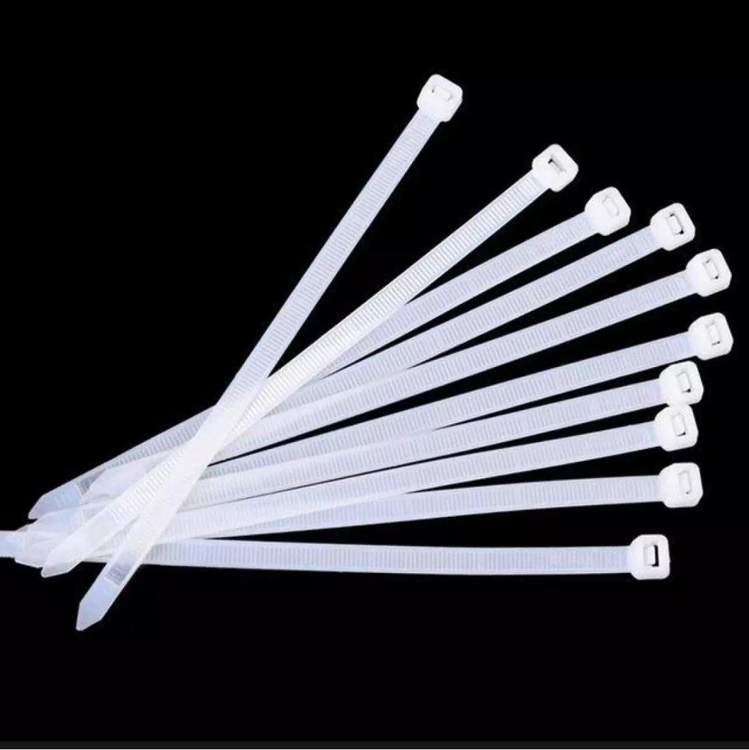 100pcs White ) Plastic Cable Zip Tie Fasten Wrap 3mm x 150mm Nylon Plastic  Cable Wire Organiser Zip Tie Cord Strap ( 100pcs White )