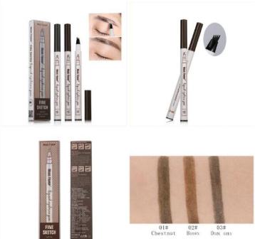 Music Flower Waterproof Microblading Eyebrow Tattoo Ink Pen Ultra-thin Carving Eyebrow Tattooing Pencil Sweat-proof 4 Head Fork Eyebrow Pen Music Flower Liquid Eyebrow Pen Waterproof Pen Eyebrow Pencil Philippines