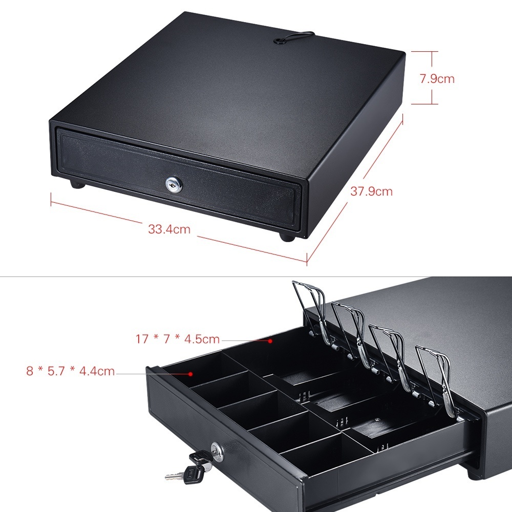 Heavy Duty Electronic Cash Drawer Box Case Storage 4 Bill 5 Coin Trays