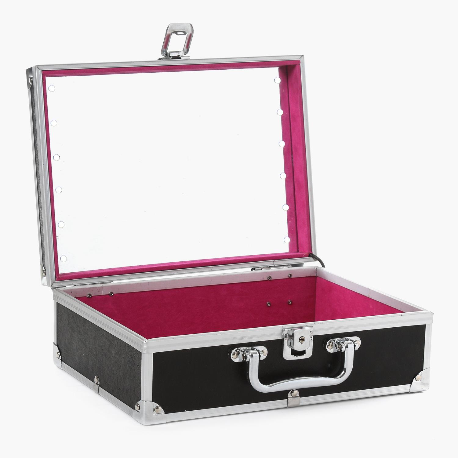 Travel Basic Ladies Cosmetic Case With Mirror And LED Light (Black) Philippines