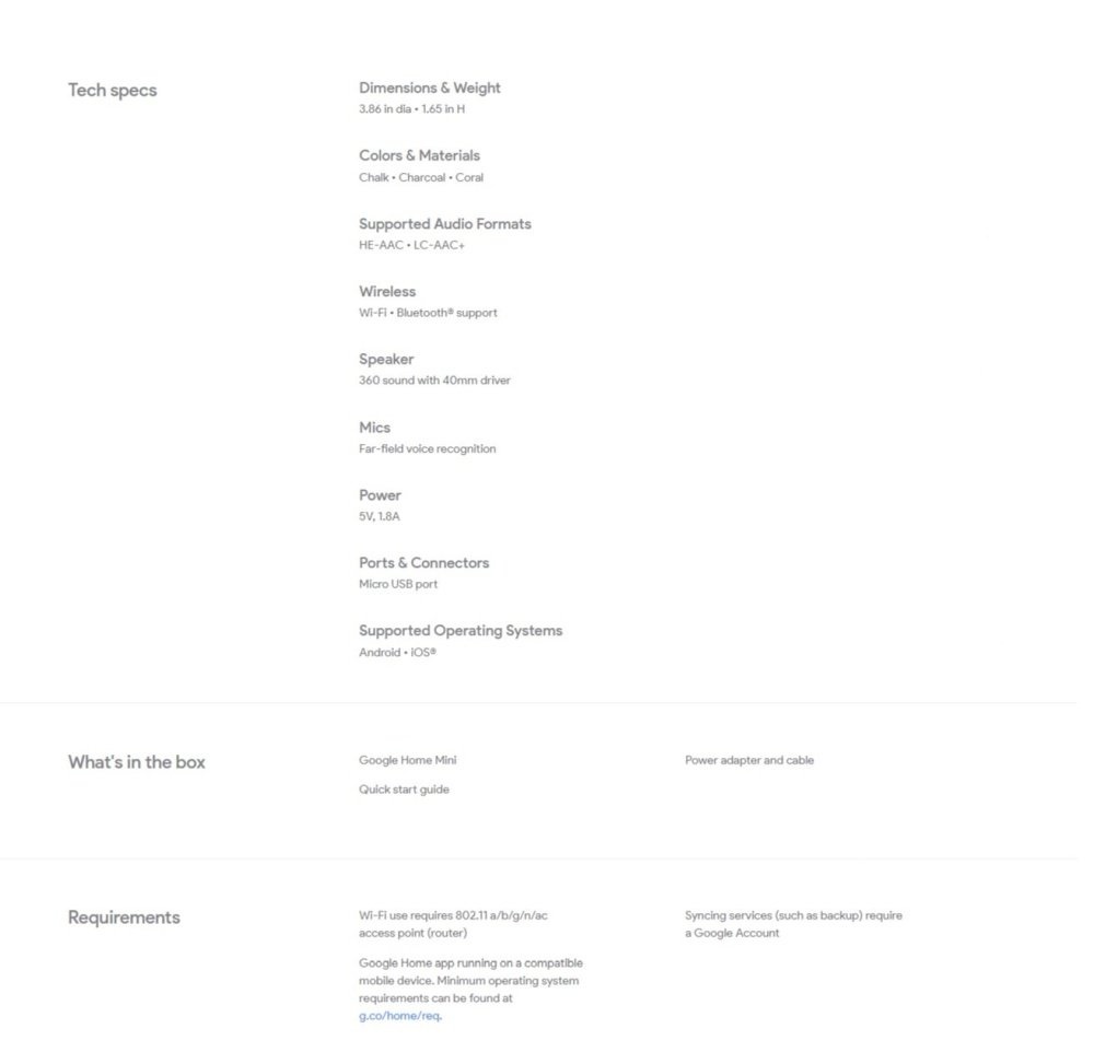 google home mini operating system