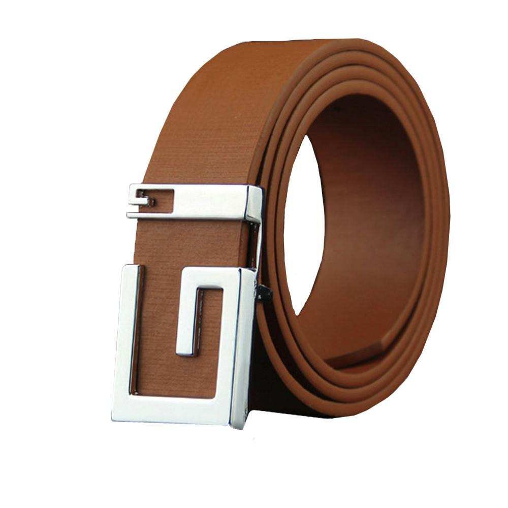 Fashion Men Leather Smooth Girdle Buckle Waistband Solid Belt Leisure Belt Strap