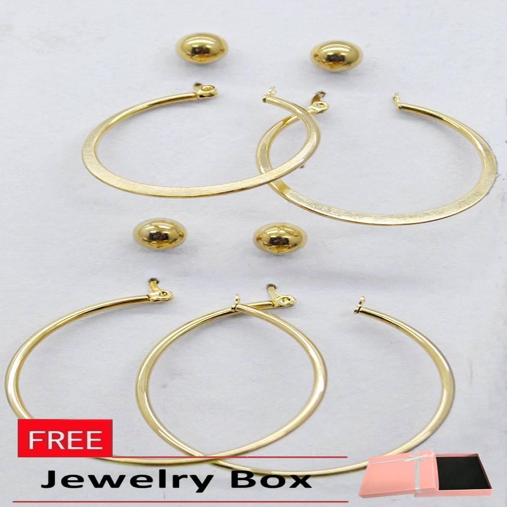 Hoop Earrings For Womens Online Brands Prices Glamorosa 4 In 1 Set Earrings Stainless Gold
