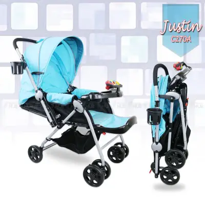 Justin C270A Reversible Handle Reclinable Foldable Stroller Push Chair Baby Trolley Baby Pram