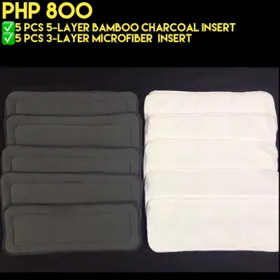 5 pcs Microfiber and 5 pcs Bamboo Charcoal Diaper Insert