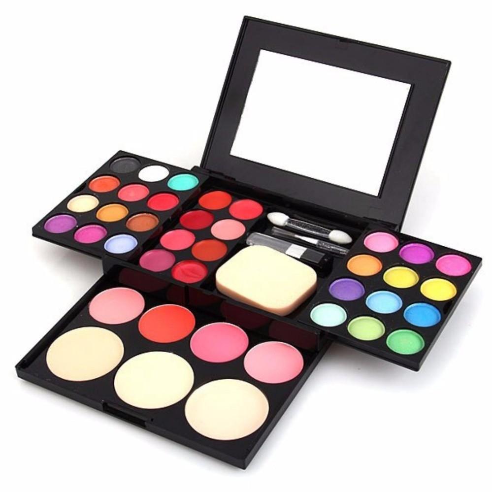 Fashion Oogschaduw Palet oogschaduw + Lipgloss + Blush Make Poeder Palet + Bladerdeeg Borstel Pen Tool Make Up Kit Set Philippines