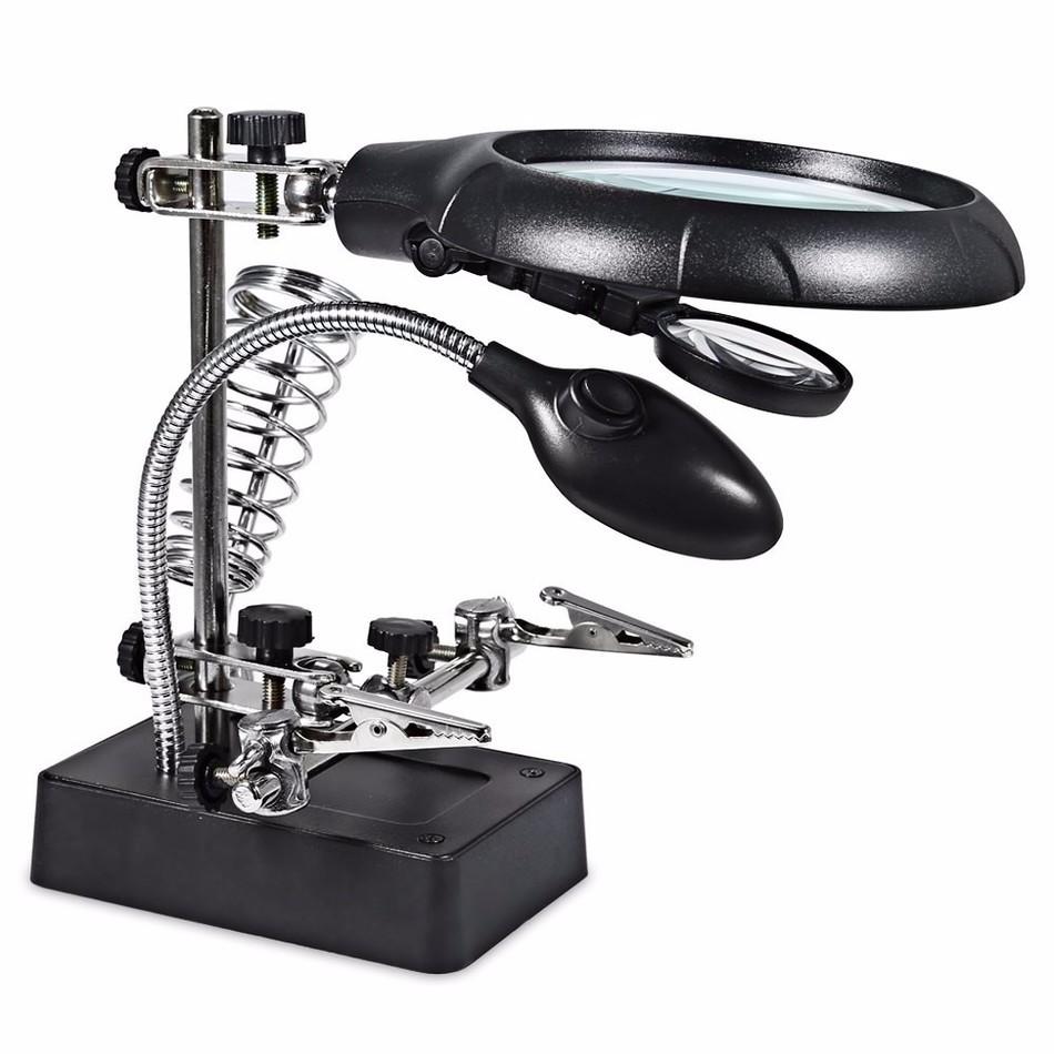 Te-800 High Quality 5 Led Light 10x Magnifier Desk Lamp Repair Clamp Desktop Magnifying Glasses With Alligator Clip By M&k Technology Inc.