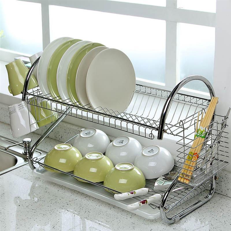 Dish Rack For Sink Accessories Prices Brands Review In Lw 2 Tiers Kitchen Dish Drying Rack With Tray Silver