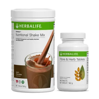 Herbalife Dutch Choco Nutritional Shake Mix Canister 550g w/ Fiber & Herb 180 Tablets